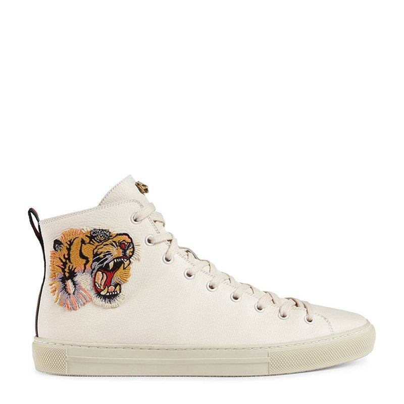 鞋靴gucci米白色高帮老虎图案休闲运动鞋478337bxoa090646米白色时尚