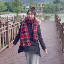雅鹿韩版时尚修身大毛领加厚外套3XL黑 保暖