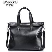 SAMMONS 萨蒙斯 新款时尚潮流男士手提包头层牛皮斜挎包商务公文包精品男包