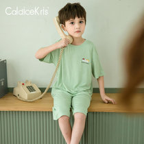 CaldiceKris（中国CK）儿童莫代尔短袖居服宝宝俩件套薄款睡衣CK-TF56230(蓝色)