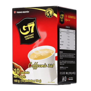 中原G7三合一速溶咖啡160g 越南原装进口咖啡香气浓郁口味独特新老包装交替发货