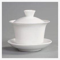 羊脂玉功夫茶具套装家用轻奢中式泡茶办公室会客高档白瓷盖碗茶杯(盖碗(简易包装) 10件)