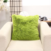 欧式长毛绒抱枕靠垫家用纯色简约仿皮草沙发靠背可爱办公室午睡枕(绿色)