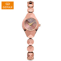 格玛仕(GEMAX)石英手表 女士时尚潮流圆形腕表 防水超薄钨钢材质手链表MX2202(玫瑰金 钢带)