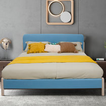 北欧白蜡木双人床 简约软包坚固卧室家用家具 稳固静音进口松木架式大床(1.8床)
