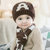 秋冬婴儿毛线帽0儿童3宝宝帽子6围巾两件套装12个月小孩加绒1-2岁(咖啡)