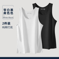 皮尔卡丹白色男士背心夏季纯棉薄款汗衫跨栏背心打底全棉运动健身(白色+黑色 L)