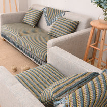 沙发垫 复古民族风条纹沙发垫沙发巾坐垫L177(民族蓝 长45宽45厘米抱枕套)