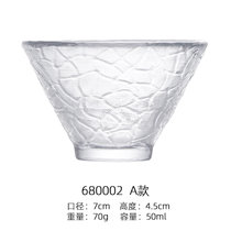 日式锤纹玻璃品茗杯描金水晶透明功夫茶具套装家用主人小茶杯茶碗(透明 A款)