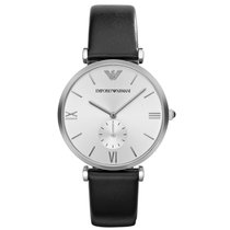 阿玛尼手表休闲时尚潮流超薄皮带石英男士手表AR1674(白色 皮带)
