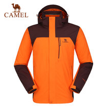 camel/骆驼户外冲锋衣 情侣防风防水保暖三合一冲锋衣冬 A6W149107/A6W249108(橘色/深棕 2XL)