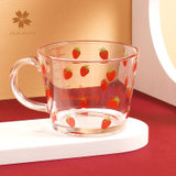 日本AKAW玻璃杯早餐咖啡燕麦牛奶水杯子女夏季ins风家用可爱杯子(草莓)