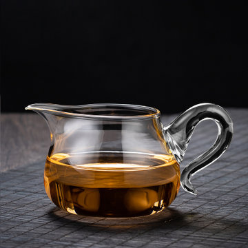 茗见引把公道杯玻璃加厚分茶器茶漏功夫茶具套装过滤茶海分茶杯b313