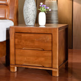 艾莉哲家具 中式现代 实木家具 卧室家居 简约 橡木 双抽屉 带2抽屉储物床头柜 2#(柚木色)
