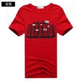 2013男装夏季新款韩版时尚男士圆领短袖T恤修身休闲男装T恤(红色 XL)