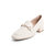 森达2021春季新品商场同款时尚马衔扣通勤知性粗跟女单鞋3RT01AM1(米白 35)