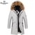 新款加拿大风冬季加厚保暖户外外套中长款羽绒服棉服18015(米白色 4XL/195)