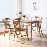 TIMI 天米 北欧实木餐桌椅 全白橡木餐桌椅组合 白橡木一桌四椅 家用饭桌组合(原木色 1.6米餐桌+4把椅子)