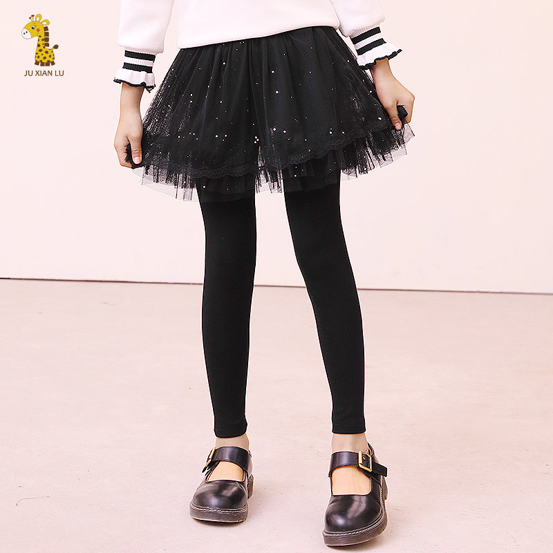 女童打底裤裙裤假两件加绒2022春秋洋气外穿儿童秋冬加厚韩版裤裙2057