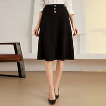 2021春季新款大码女装时尚a字裙子适合胖mm的显瘦遮胯半身裙58035(黑色 L)