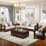 皮耐迪 美式实木沙发组合现代简约客厅整装1+2+3组合橡木布艺沙发(单人位)