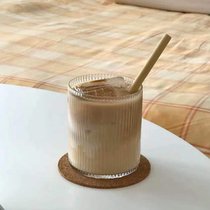 ins风餐厅玻璃杯竖纹高脚杯咖啡甜品杯酸奶布丁杯冰淇淋杯果汁杯(轻薄款300ml口径7.5X高8.5cm)