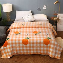 雪貂绒毛毯办公室单人盖毯学生宿舍午睡毯子家用加绒加厚保暖(格子橘（可铺可盖-四季适宜）)