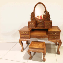 红木家具红木梳妆台实木化梳台凳子两件套卧室刺猬紫檀木