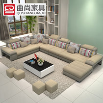 曲尚(Qushang) 沙发 布艺沙发 小户型沙发 简约现代客厅三人转角布艺沙发8707(如图 【豪华版】【3件套】)