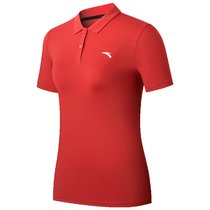 安踏运动POLO衫女装2022短袖 A14066S红色系 商务休闲T恤