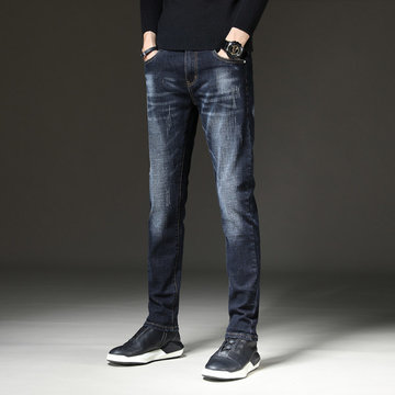 牛仔裤男直筒宽松休闲长裤韩版潮流百搭裤子男潮牌蓝黑色32