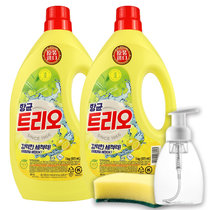 爱敬餐具果蔬浓缩洗洁精1kg*2 柠檬快速去油污（送稀释起泡瓶/刷碗海绵） 韩国进口