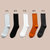ins春夏季抽条女士中筒袜纯色坑条全棉长筒复古堆堆袜袜子女袜(浅灰+黑色+白色+橘色+深灰 35-41)