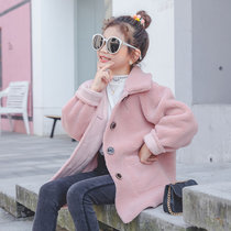 某织造 韩版nis潮流春秋上衣简约气质颗粒绒外套童款GZHF00090(粉色 XL)