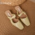CaldiceKris（中国CK）法式气质包头半拖鞋仙女鞋子外穿2022新款春夏季粗跟方头半托单鞋CK-X8202(黄色 39)