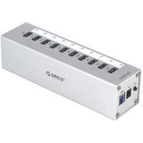 奥睿科（ORICO） A3H10 全铝高速10口USB3.0扩展集线器分线器 带电源(白色)