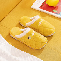 新款棉拖鞋女秋冬季家居家用保暖拖鞋地板防滑毛绒拖鞋(黄色 3637适合3536)