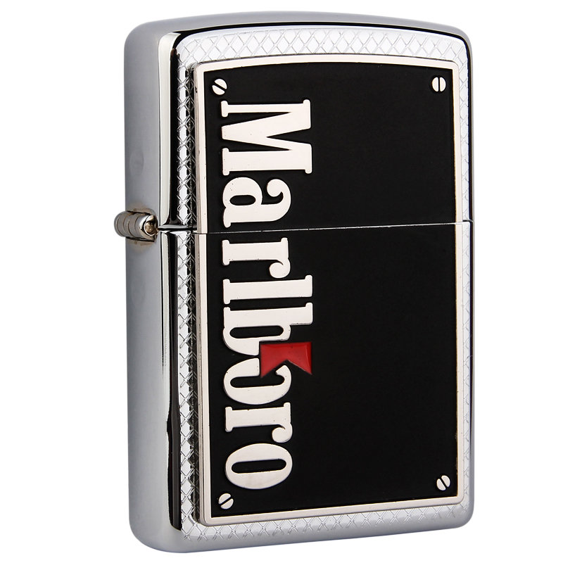 新奇特小件zippo打火机m04万宝路横标镀铬贴章之宝联名收藏款男士礼品