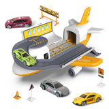 儿童玩具飞机模型大号男孩玩具车音乐收纳客机合金小汽车轨道套装(黄色 默认版本)