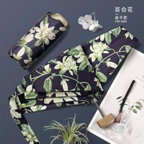 太阳伞小巧便携迷你五折伞防晒防紫外线晴雨两用自动雨伞女遮阳伞(【扁五折六骨手机伞】百合花 默认)