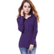 紫韵*OSA2012秋冬新款韩版女装时尚修身长袖套头毛衣E22684紫色 M