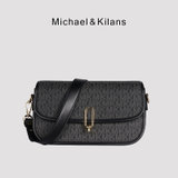 MICHAEL&KILANS 品牌包包女包新款老花单肩包气质印花腋下斜挎包女士B2210795(黑色)