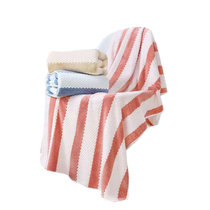 英爵家纺 柔软舒适珊瑚绒彩条浴巾(随机色两条装)