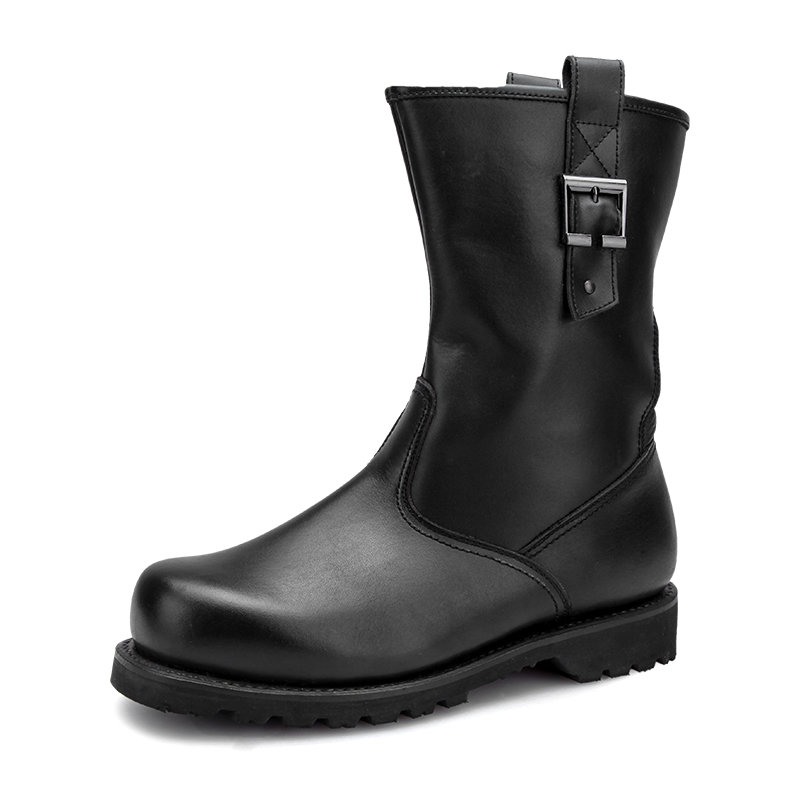 3516皇家冬季新款真皮中筒军靴保暖男靴冬季棉靴h10-012m (黑色 46)