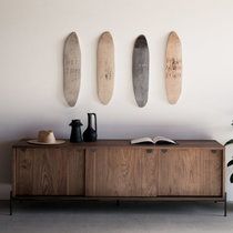 MOANRO摩鹿创意北欧实木电视柜家用黑胡桃木客厅小户型视听柜简约(黑胡桃 原木色 180x50x68)