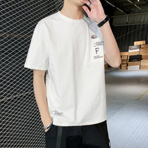 短袖T恤男纯棉2021年夏季新款时尚港风潮牌潮流上衣服全棉体恤衫(白色 M)