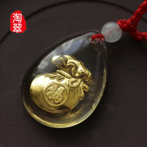 淘翠 足金合成水晶吊坠 转运福袋 送贵金属检测证书