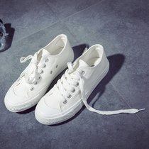 帆布鞋女鞋子小白鞋复古平底学生布鞋休闲板鞋YX(白色 40)