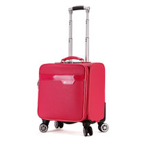 迪嘉乐韩版潮流女士航空登机箱万向轮16寸小旅行箱女飞机轮纯色商务拉杆箱行李箱包(粉红色)