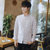 森雷司男士长袖衬衫春秋季条纹休闲衬衣韩版衬衫(白色 L)